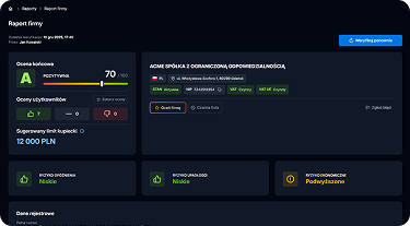 Krok 3 weryfikacji kontrahenta: Otrzymaj raport weryfikacyjny